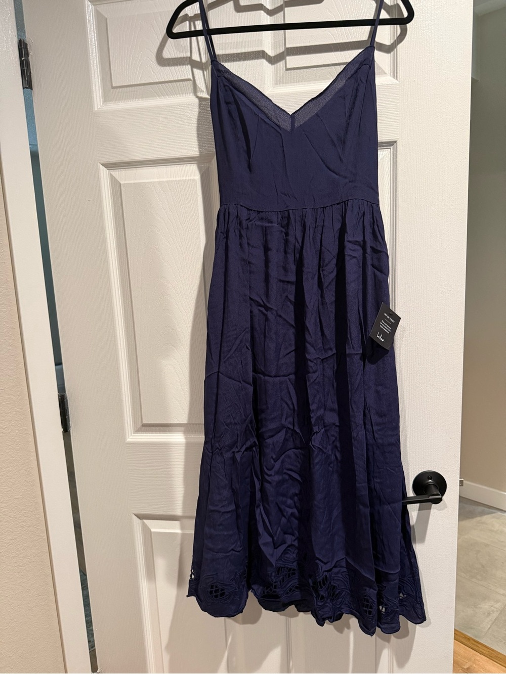 Lulu's Navy Blue Spaghetti Strap Midi Dress